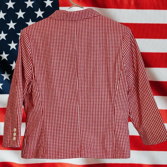 Lady's Red &o White Checked Jacket by JG Hook, Size 12; Lined; Good Cond. - Picture 2 of 10